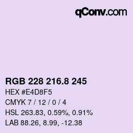 カラーコード: RGB 228 216.8 245 | qconv.com