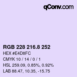 カラーコード: RGB 228 216.8 252 | qconv.com