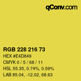 颜色代码: RGB 228 216 73 | qconv.com