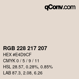Color code: RGB 228 217 207 | qconv.com