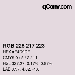 Color code: RGB 228 217 223 | qconv.com