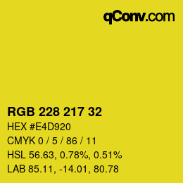 カラーコード: RGB 228 217 32 | qconv.com