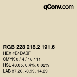 カラーコード: RGB 228 218.2 191.6 | qconv.com