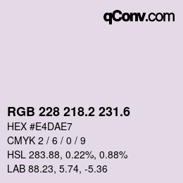 カラーコード: RGB 228 218.2 231.6 | qconv.com