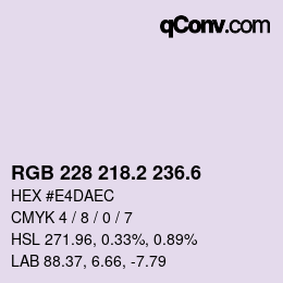 カラーコード: RGB 228 218.2 236.6 | qconv.com