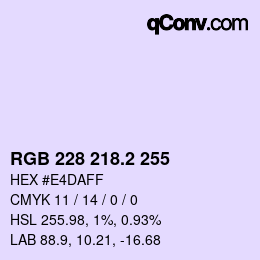 カラーコード: RGB 228 218.2 255 | qconv.com