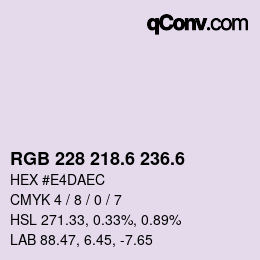 カラーコード: RGB 228 218.6 236.6 | qconv.com