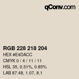 Color code: RGB 228 218 204 | qconv.com