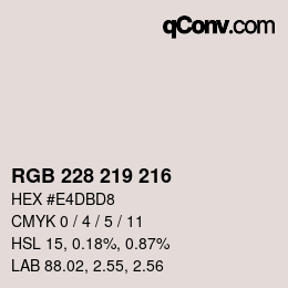 Código de color: RGBA 228 219 216 1 | qconv.com