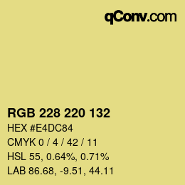 Color code: RGB 228 220 132 | qconv.com