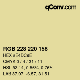 カラーコード: RGB 228 220 158 | qconv.com