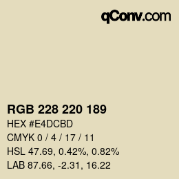 Color code: RGB 228 220 189 | qconv.com