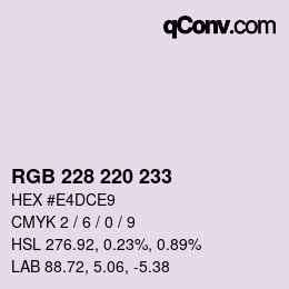 Color code: RGB 228 220 233 | qconv.com