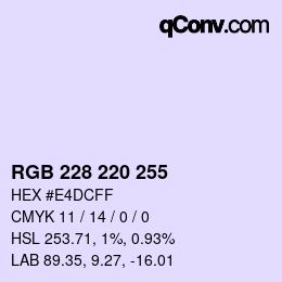 Color code: RGB 228 220 255 | qconv.com
