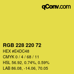 Color code: RGB 228 220 72 | qconv.com