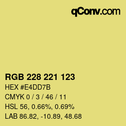 Color code: RGB 228 221 123 | qconv.com