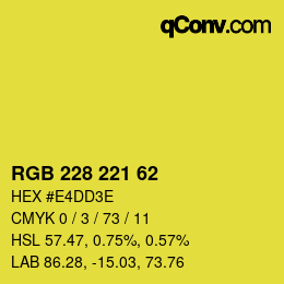 Color code: RGB 228 221 62 | qconv.com