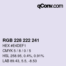 Color code: RGB 228 222 241 | qconv.com