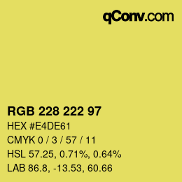 Color code: RGB 228 222 97 | qconv.com