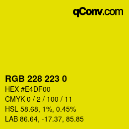 Color code: RGB 228 223 0 | qconv.com