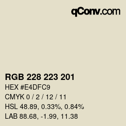 颜色代码: RGB 228 223 201 | qconv.com