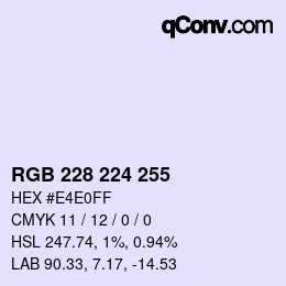 Color code: RGB 228 224 255 | qconv.com