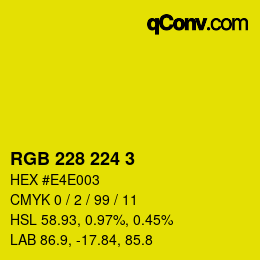Color code: RGB 228 224 3 | qconv.com