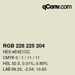 Color code: RGB 228 225 204 | qconv.com