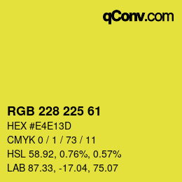 Color code: RGB 228 225 61 | qconv.com