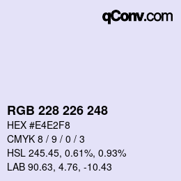 Color code: RGB 228 226 248 | qconv.com