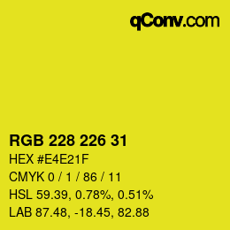 Color code: RGB 228 226 31 | qconv.com