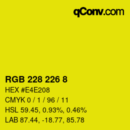 Color code: RGB 228 226 8 | qconv.com