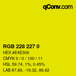 Color code: RGB 228 227 0 | qconv.com