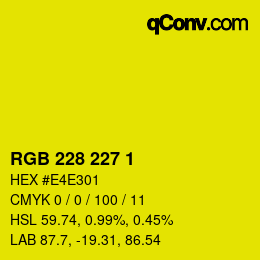 Color code: RGB 228 227 1 | qconv.com
