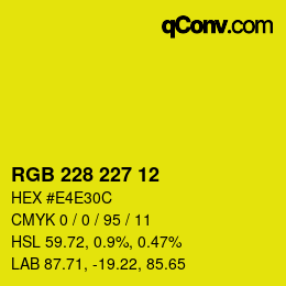 Color code: RGB 228 227 12 | qconv.com