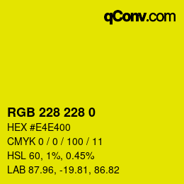 Color code: RGB 228 228 0 | qconv.com