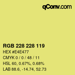 Color code: RGB 228 228 119 | qconv.com