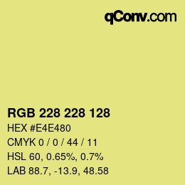 Color code: RGB 228 228 128 | qconv.com