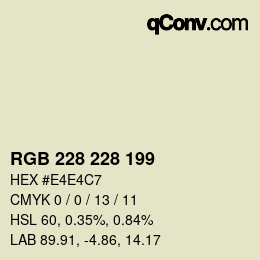 Color code: RGB 228 228 199 | qconv.com