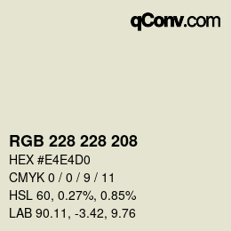 Color code: RGB 228 228 208 | qconv.com