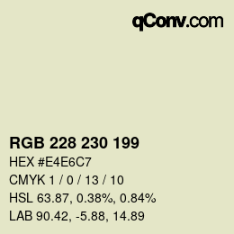 Color code: RGB 228 230 199 | qconv.com