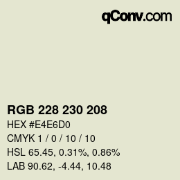 カラーコード: RGB 228 230 208 | qconv.com