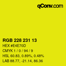 Color code: RGB 228 231 13 | qconv.com