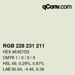 Color code: RGB 228 231 211 | qconv.com