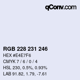 Color code: RGB 228 231 246 | qconv.com