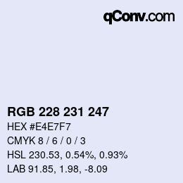 Color code: RGB 228 231 247 | qconv.com