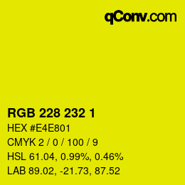 Color code: RGB 228 232 1 | qconv.com
