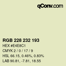 Color code: RGB 228 232 193 | qconv.com