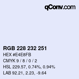 Color code: RGB 228 232 251 | qconv.com