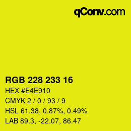 Color code: RGB 228 233 16 | qconv.com
